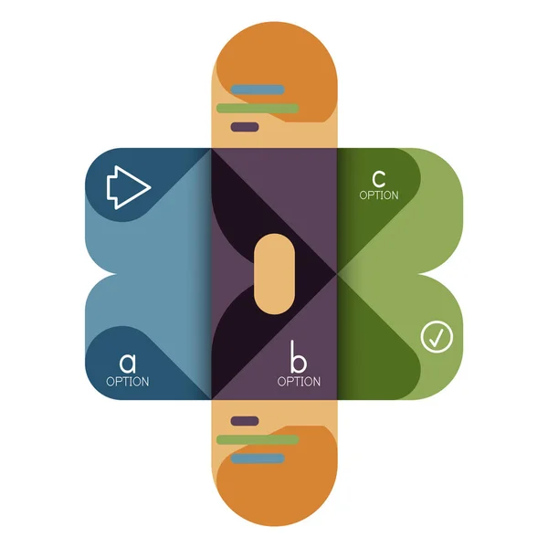 Infografik Option und Schritt für Schritt in abgerundeten Quadraten, Element von Diagramm, Diagramm, Diagramm mit Optionen, Teilen, Prozessen — Stockvektor