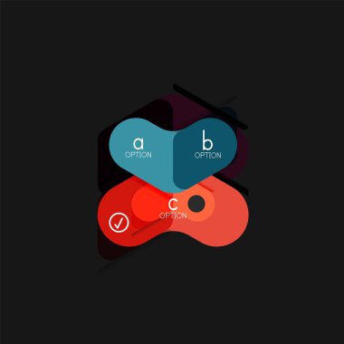 Düz tasarım geometrik infographics, ok şekli vektör etiket veya etiket, Fiyat etiketleri, promosyon rozet, simgesi tasarım, kağıt tarzı düzeni verileri grafik görselleştirme adım adım süreci için için teklif