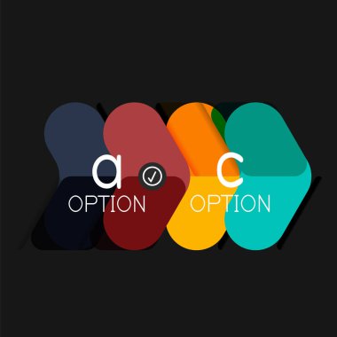 Düz tasarım geometrik infographics, ok şekli vektör etiket veya etiket, Fiyat etiketleri, promosyon rozet, simgesi tasarım, kağıt tarzı düzeni verileri grafik görselleştirme adım adım süreci için için teklif