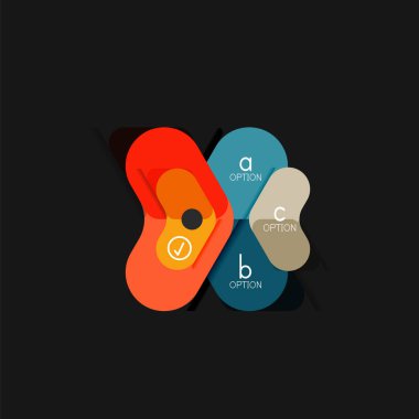 Düz tasarım geometrik infographics, ok şekli vektör etiket veya etiket, Fiyat etiketleri, promosyon rozet, simgesi tasarım, kağıt tarzı düzeni verileri grafik görselleştirme adım adım süreci için için teklif