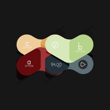 Düz tasarım geometrik infographics, ok şekli vektör etiket veya etiket, Fiyat etiketleri, promosyon rozet, simgesi tasarım, kağıt tarzı düzeni verileri grafik görselleştirme adım adım süreci için için teklif