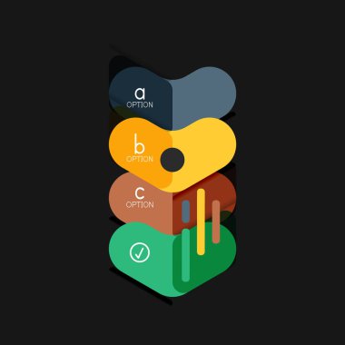 Düz tasarım geometrik infographics, ok şekli vektör etiket veya etiket, Fiyat etiketleri, promosyon rozet, simgesi tasarım, kağıt tarzı düzeni verileri grafik görselleştirme adım adım süreci için için teklif