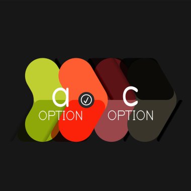 Düz tasarım geometrik infographics, ok şekli vektör etiket veya etiket, Fiyat etiketleri, promosyon rozet, simgesi tasarım, kağıt tarzı düzeni verileri grafik görselleştirme adım adım süreci için için teklif