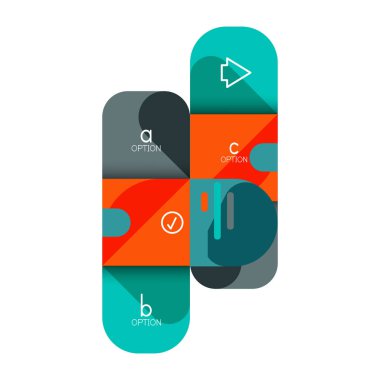 Infographics seçeneği ve adım adım içinde yuvarlak kareler, grafik, grafik, diyagram seçenekleri, parçalar, süreçleri ile unsuru