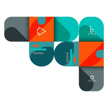 Infographics seçeneği ve adım adım içinde yuvarlak kareler, grafik, grafik, diyagram seçenekleri, parçalar, süreçleri ile unsuru