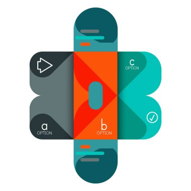 Infographics seçeneği ve adım adım içinde yuvarlak kareler, grafik, grafik, diyagram seçenekleri, parçalar, süreçleri ile unsuru