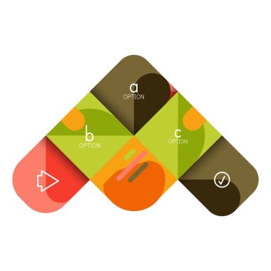 Infographics seçeneği ve adım adım içinde yuvarlak kareler, grafik, grafik, diyagram seçenekleri, parçalar, süreçleri ile unsuru