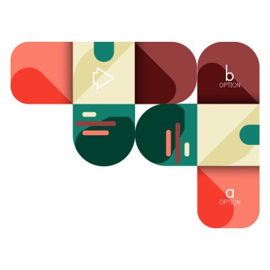 Infographics seçeneği ve adım adım içinde yuvarlak kareler, grafik, grafik, diyagram seçenekleri, parçalar, süreçleri ile unsuru