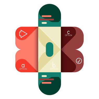 Infographics seçeneği ve adım adım içinde yuvarlak kareler, grafik, grafik, diyagram seçenekleri, parçalar, süreçleri ile unsuru