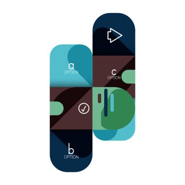 Infographics seçeneği ve adım adım içinde yuvarlak kareler, grafik, grafik, diyagram seçenekleri, parçalar, süreçleri ile unsuru