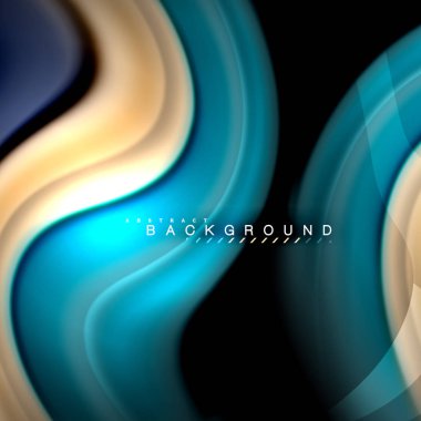 Sıvı karıştırma renkler dalga arka plan tasarlamak vektör. Renkli örgü dalgalar