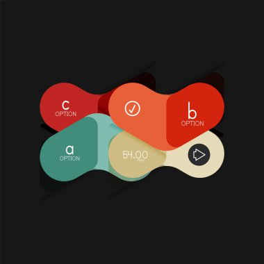 Düz tasarım geometrik infographics, ok şekli vektör etiket veya etiket, Fiyat etiketleri, promosyon rozet, simgesi tasarım, kağıt tarzı düzeni verileri grafik görselleştirme adım adım süreci için için teklif