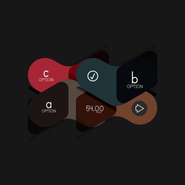 Düz tasarım geometrik infographics, ok şekli vektör etiket veya etiket, Fiyat etiketleri, promosyon rozet, simgesi tasarım, kağıt tarzı düzeni verileri grafik görselleştirme adım adım süreci için için teklif