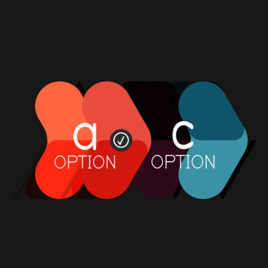 Düz tasarım geometrik infographics, ok şekli vektör etiket veya etiket, Fiyat etiketleri, promosyon rozet, simgesi tasarım, kağıt tarzı düzeni verileri grafik görselleştirme adım adım süreci için için teklif