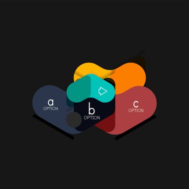 Düz tasarım geometrik infographics, ok şekli vektör etiket veya etiket, Fiyat etiketleri, promosyon rozet, simgesi tasarım, kağıt tarzı düzeni verileri grafik görselleştirme adım adım süreci için için teklif