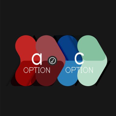 Düz tasarım geometrik infographics, ok şekli vektör etiket veya etiket, Fiyat etiketleri, promosyon rozet, simgesi tasarım, kağıt tarzı düzeni verileri grafik görselleştirme adım adım süreci için için teklif