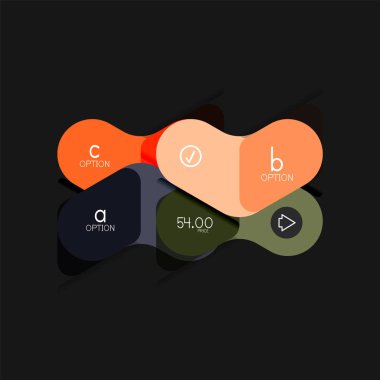 Düz tasarım geometrik infographics, ok şekli vektör etiket veya etiket, Fiyat etiketleri, promosyon rozet, simgesi tasarım, kağıt tarzı düzeni verileri grafik görselleştirme adım adım süreci için için teklif