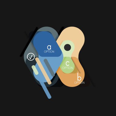 Düz tasarım geometrik infographics, ok şekli vektör etiket veya etiket, Fiyat etiketleri, promosyon rozet, simgesi tasarım, kağıt tarzı düzeni verileri grafik görselleştirme adım adım süreci için için teklif