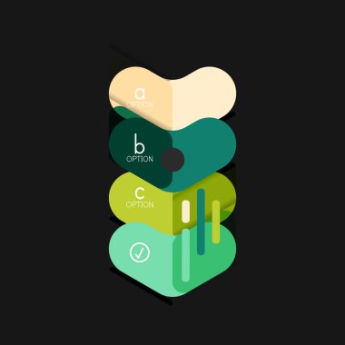 Düz tasarım geometrik infographics, ok şekli vektör etiket veya etiket, Fiyat etiketleri, promosyon rozet, simgesi tasarım, kağıt tarzı düzeni verileri grafik görselleştirme adım adım süreci için için teklif