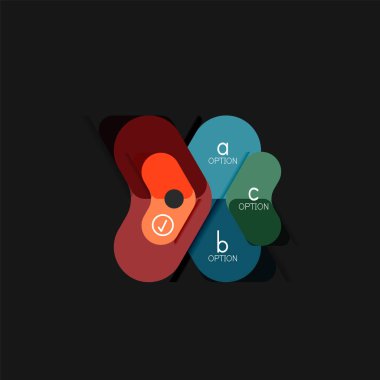 Düz tasarım geometrik infographics, ok şekli vektör etiket veya etiket, Fiyat etiketleri, promosyon rozet, simgesi tasarım, kağıt tarzı düzeni verileri grafik görselleştirme adım adım süreci için için teklif