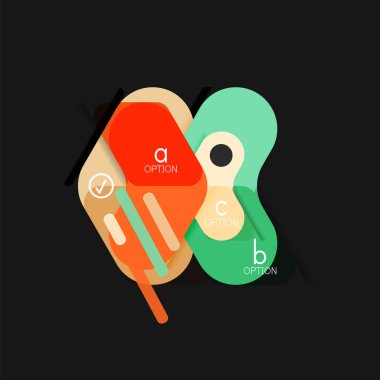 Düz tasarım geometrik infographics, ok şekli vektör etiket veya etiket, Fiyat etiketleri, promosyon rozet, simgesi tasarım, kağıt tarzı düzeni verileri grafik görselleştirme adım adım süreci için için teklif