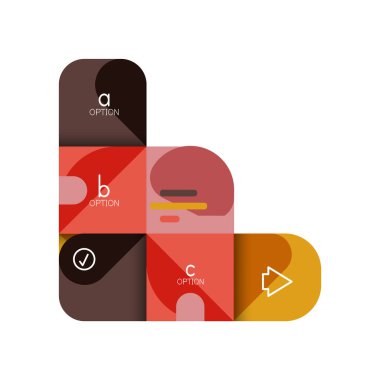 Infographics seçeneği ve adım adım içinde yuvarlak kareler, grafik, grafik, diyagram seçenekleri, parçalar, süreçleri ile unsuru