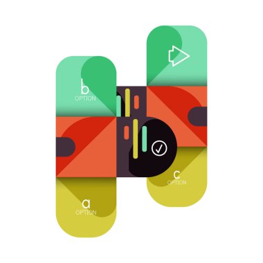 Infographics seçeneği ve adım adım içinde yuvarlak kareler, grafik, grafik, diyagram seçenekleri, parçalar, süreçleri ile unsuru