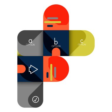 Infographics seçeneği ve adım adım içinde yuvarlak kareler, grafik, grafik, diyagram seçenekleri, parçalar, süreçleri ile unsuru