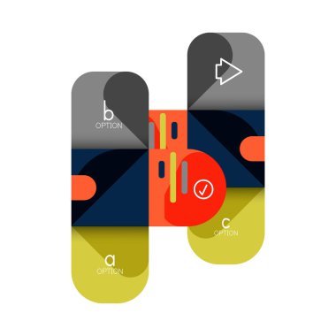 Infographics seçeneği ve adım adım içinde yuvarlak kareler, grafik, grafik, diyagram seçenekleri, parçalar, süreçleri ile unsuru