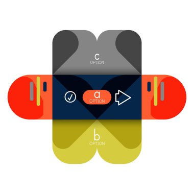 Infographics seçeneği ve adım adım içinde yuvarlak kareler, grafik, grafik, diyagram seçenekleri, parçalar, süreçleri ile unsuru