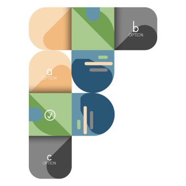 Infographics seçeneği ve adım adım içinde yuvarlak kareler, grafik, grafik, diyagram seçenekleri, parçalar, süreçleri ile unsuru