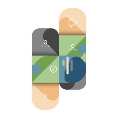 Infographics seçeneği ve adım adım içinde yuvarlak kareler, grafik, grafik, diyagram seçenekleri, parçalar, süreçleri ile unsuru