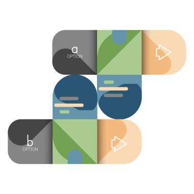 Infographics seçeneği ve adım adım içinde yuvarlak kareler, grafik, grafik, diyagram seçenekleri, parçalar, süreçleri ile unsuru