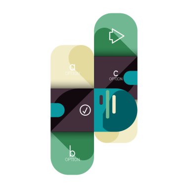 Infographics seçeneği ve adım adım içinde yuvarlak kareler, grafik, grafik, diyagram seçenekleri, parçalar, süreçleri ile unsuru