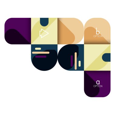 Infographics seçeneği ve adım adım içinde yuvarlak kareler, grafik, grafik, diyagram seçenekleri, parçalar, süreçleri ile unsuru