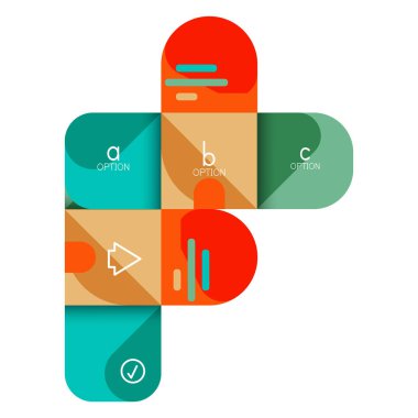 Infographics seçeneği ve adım adım içinde yuvarlak kareler, grafik, grafik, diyagram seçenekleri, parçalar, süreçleri ile unsuru