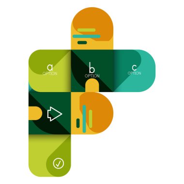 Infographics seçeneği ve adım adım içinde yuvarlak kareler, grafik, grafik, diyagram seçenekleri, parçalar, süreçleri ile unsuru