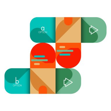 Infographics seçeneği ve adım adım içinde yuvarlak kareler, grafik, grafik, diyagram seçenekleri, parçalar, süreçleri ile unsuru