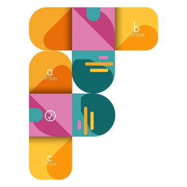 Infographics seçeneği ve adım adım içinde yuvarlak kareler, grafik, grafik, diyagram seçenekleri, parçalar, süreçleri ile unsuru