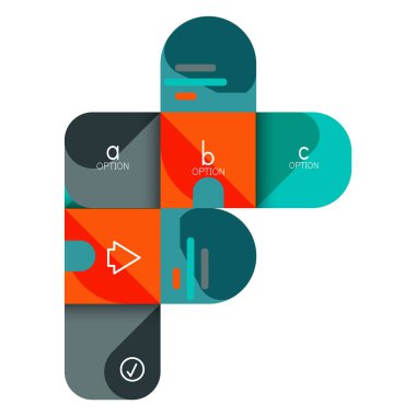 Infographics seçeneği ve adım adım içinde yuvarlak kareler, grafik, grafik, diyagram seçenekleri, parçalar, süreçleri ile unsuru