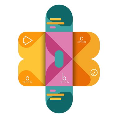 Infographics seçeneği ve adım adım içinde yuvarlak kareler, grafik, grafik, diyagram seçenekleri, parçalar, süreçleri ile unsuru