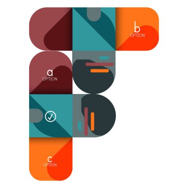 Infographics seçeneği ve adım adım içinde yuvarlak kareler, grafik, grafik, diyagram seçenekleri, parçalar, süreçleri ile unsuru