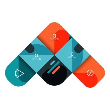 Infographics seçeneği ve adım adım içinde yuvarlak kareler, grafik, grafik, diyagram seçenekleri, parçalar, süreçleri ile unsuru