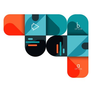 Infographics seçeneği ve adım adım içinde yuvarlak kareler, grafik, grafik, diyagram seçenekleri, parçalar, süreçleri ile unsuru