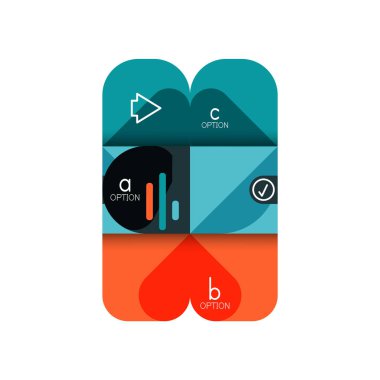 Infographics seçeneği ve adım adım içinde yuvarlak kareler, grafik, grafik, diyagram seçenekleri, parçalar, süreçleri ile unsuru