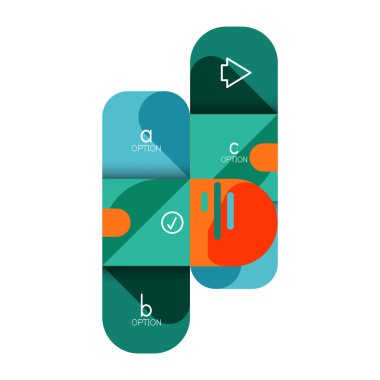 Infographics seçeneği ve adım adım içinde yuvarlak kareler, grafik, grafik, diyagram seçenekleri, parçalar, süreçleri ile unsuru