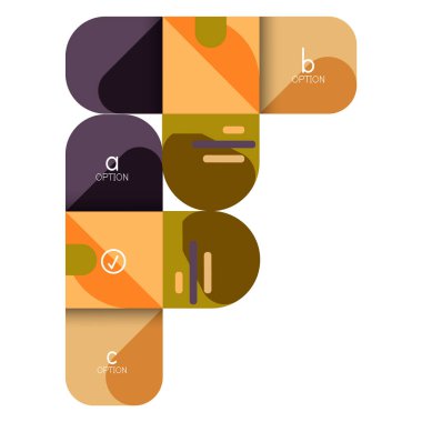 Infographics seçeneği ve adım adım içinde yuvarlak kareler, grafik, grafik, diyagram seçenekleri, parçalar, süreçleri ile unsuru