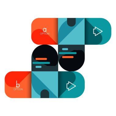 Infographics seçeneği ve adım adım içinde yuvarlak kareler, grafik, grafik, diyagram seçenekleri, parçalar, süreçleri ile unsuru. Sunuyu veya web bilgi ekranı için vektör iş şablonu