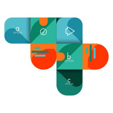 Infographics seçeneği ve adım adım içinde yuvarlak kareler, grafik, grafik, diyagram seçenekleri, parçalar, süreçleri ile unsuru