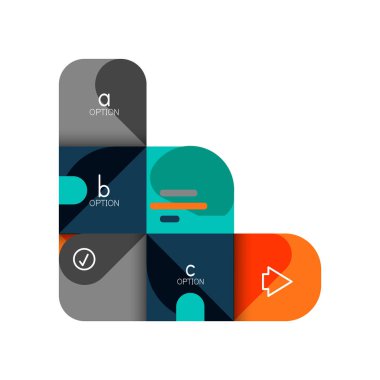 Infographics seçeneği ve adım adım içinde yuvarlak kareler, grafik, grafik, diyagram seçenekleri, parçalar, süreçleri ile unsuru